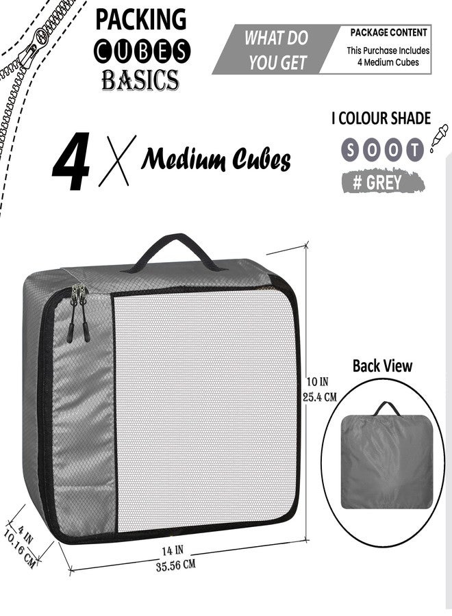 GBMI Compression Packing Cubes Travel Organizer, Travel Organiser Bags for Luggage, Clothes, Suitcase Travelling Pouches for Men And Women, Polyester (Medium- Pack of 4, Grey) - Image 2